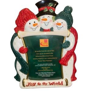 Vintage Fitz and Floyd Christmas Snowman Holiday Retired 5x7 Picture Frame